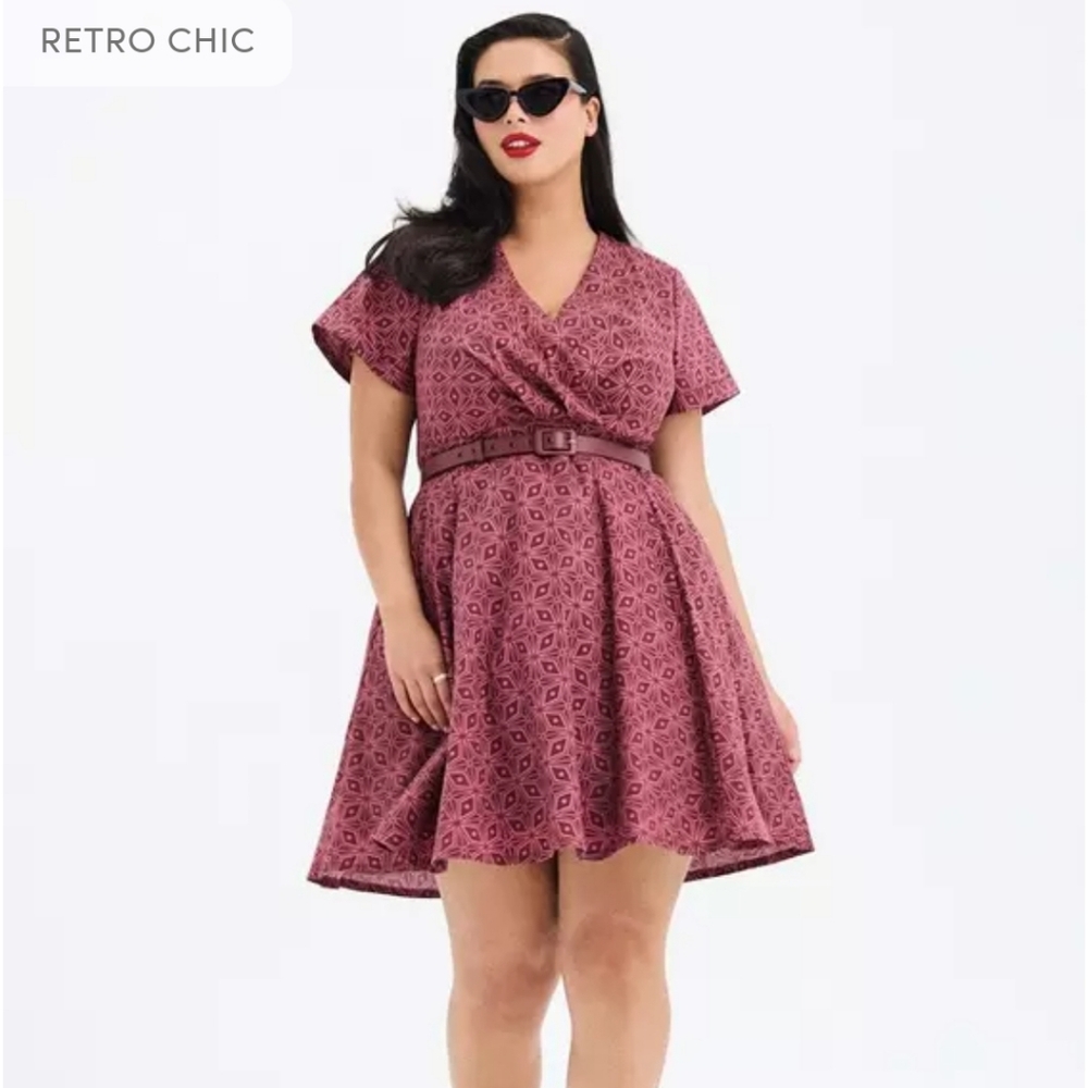 Torrid Maroon Patterned Mini Dress